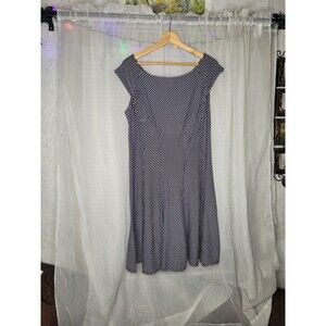 Danny & Nicole Dress size 14 blue polka dots twirl A line flare